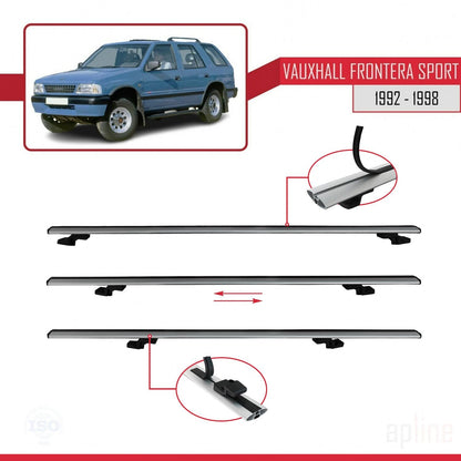Compatible avec Vauxhall Frontera Sport 1992-1998 BASIC Model Barres de Toit Railing Porte-Bagages de Voiture Gris Aluminium 3 Barres