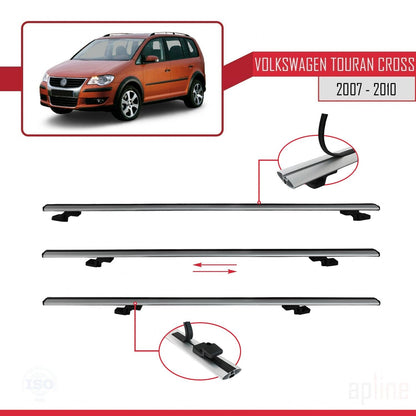 Compatible avec Volkswagen Touran Cross Pre-Facelift 2007-2010 BASIC Model Barres de Toit Railing Porte-Bagages de Voiture Gris Aluminium 3 Barres