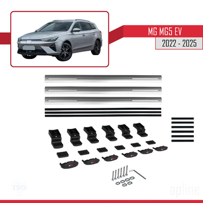 Compatible avec MG 5 EV 2022-2025 BASIC Model Barres de Toit Railing Porte-Bagages de Voiture Gris Aluminium 3 Barres