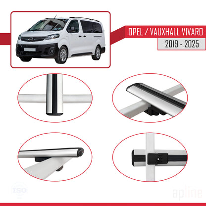Compatible with Opel Vivaro C 2019-2025 BASIC Model Car Roof Rack Cross Bar Grey Aluminium 2 Bars