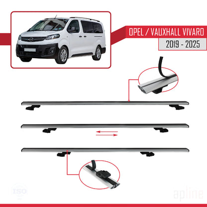 Compatible with Opel Vivaro C 2019-2025 BASIC Model Car Roof Rack Cross Bar Grey Aluminium 2 Bars