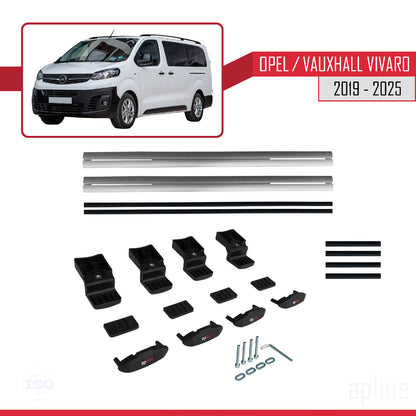 Compatible with Opel Vivaro C 2019-2025 BASIC Model Car Roof Rack Cross Bar Grey Aluminium 2 Bars