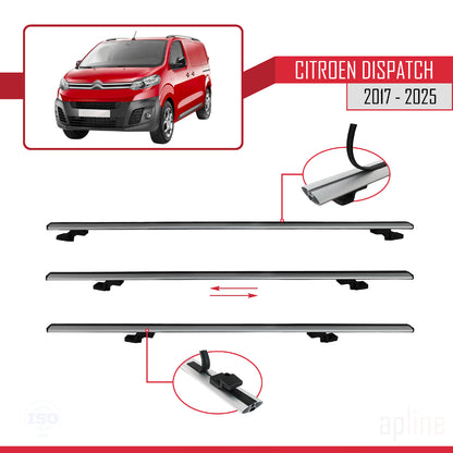 Compatible avec Citroen Dispatch (K0) 2017-2025 BASIC Model Barres de Toit Railing Porte-Bagages de Voiture Gris Aluminium 2 Barres