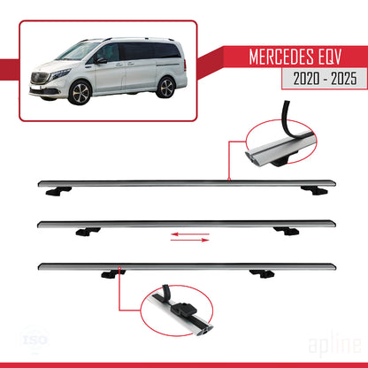 Compatible con Mercedes EQV (W447) 2020-2025 BASIC Model Barras de Techo Auto Portaequipajes Barras Transversales Gris Aluminio 2 Barras