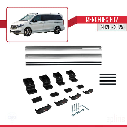 Compatible con Mercedes EQV (W447) 2020-2025 BASIC Model Barras de Techo Auto Portaequipajes Barras Transversales Gris Aluminio 2 Barras