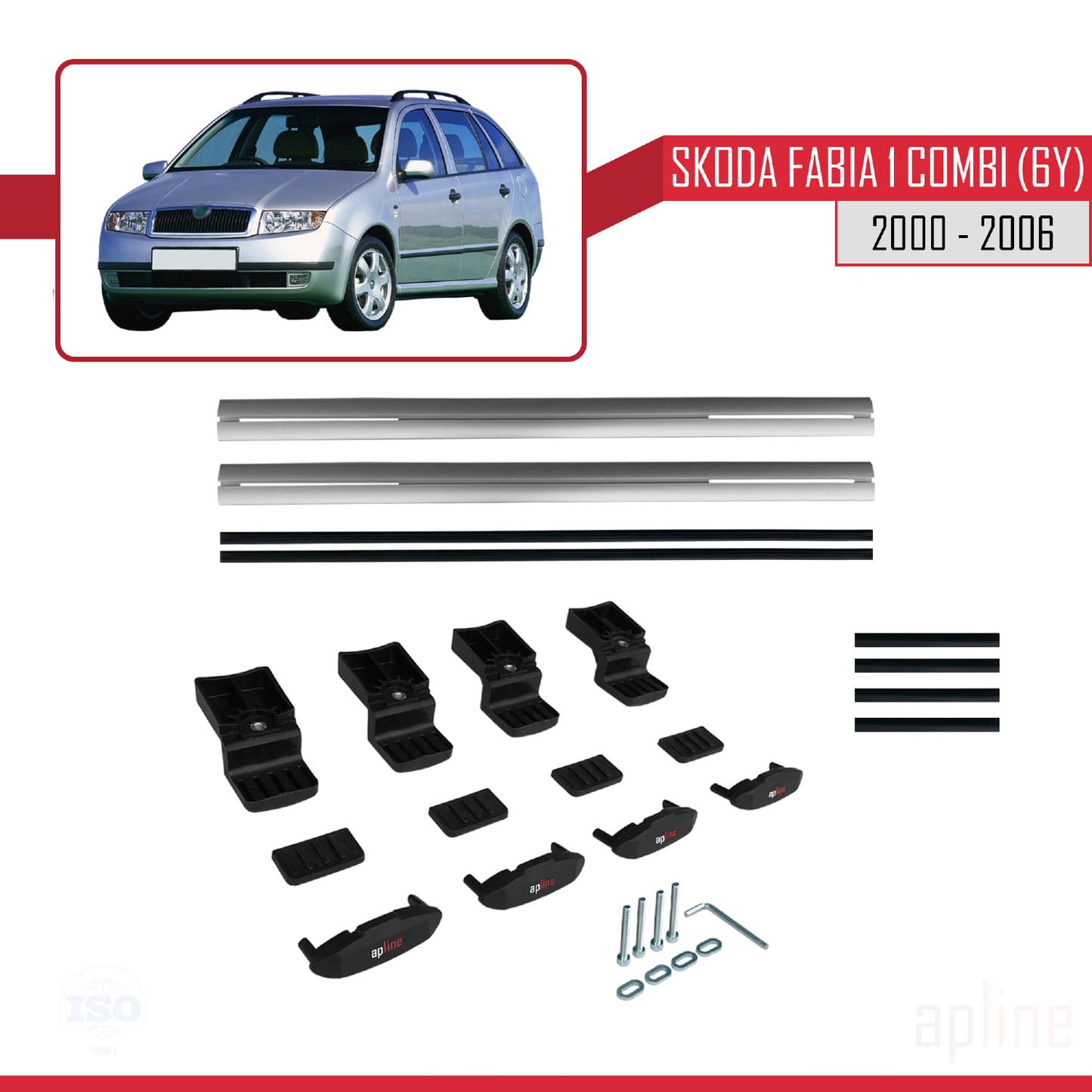 Compatible avec Skoda Fabia (6Y) Break 2000-2006 BASIC Model Barres de Toit Railing Porte-Bagages de Voiture Gris Aluminium 2 Barres