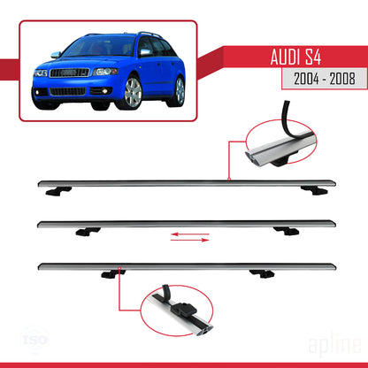 Compatible avec Audi S4 2004-2008 BASIC Model Barres de Toit Railing Porte-Bagages de Voiture Gris Aluminium 2 Barres