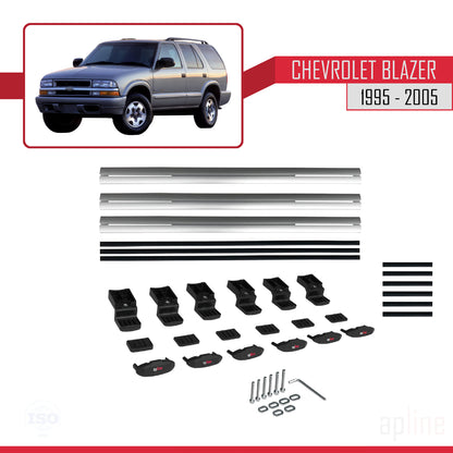 Compatible avec Chevrolet Blazer 1995-2005 BASIC Model Barres de Toit Railing Porte-Bagages de Voiture Gris Aluminium 3 Barres