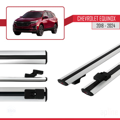 Compatible avec Chevrolet Equinox 2018-2024 BASIC Model Barres de Toit Railing Porte-Bagages de Voiture Gris Aluminium 2 Barres