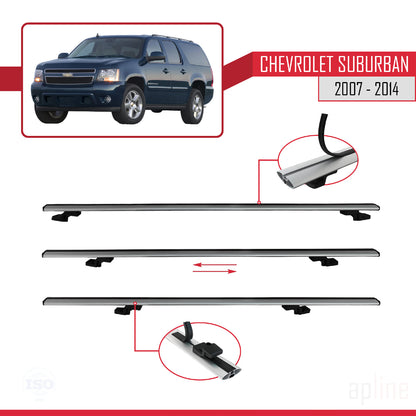 Compatible avec Chevrolet Suburban  2007-2014 BASIC Model Barres de Toit Railing Porte-Bagages de Voiture Gris Aluminium 2 Barres