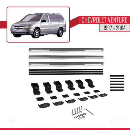 Compatible con Chevrolet Venture 1997-2004 BASIC Model Barras de Techo Auto Portaequipajes Barras Transversales Gris Aluminio 3 Barras