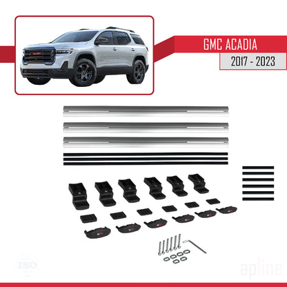 Compatible avec GMC Acadia 2017-2023 BASIC Model Barres de Toit Railing Porte-Bagages de Voiture Gris Aluminium 3 Barres