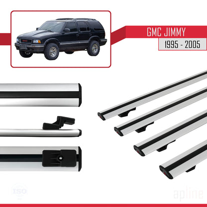 Compatible avec GMC Jimmy 1995-2005 BASIC Model Barres de Toit Railing Porte-Bagages de Voiture Gris Aluminium 4 Barres