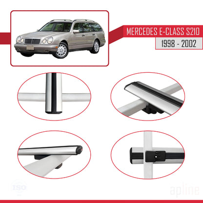 Compatible with Mercedes E Class S210 Wagon 1998-2002 BASIC Model Car Roof Rack Cross Bar Grey Aluminium 2 Bars