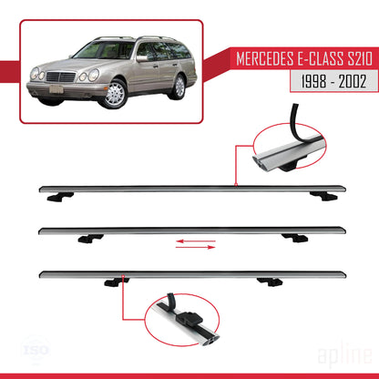 Compatible with Mercedes E Class S210 Wagon 1998-2002 BASIC Model Car Roof Rack Cross Bar Grey Aluminium 2 Bars