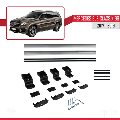 Compatible avec Mercedes GLS Class X166 2017-2019 BASIC Model Barres de Toit Railing Porte-Bagages de Voiture Gris Aluminium 2 Barres