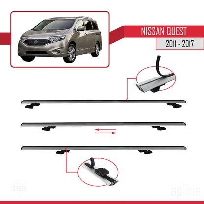 Compatible avec Nissan Quest 2011-2017 BASIC Model Barres de Toit Railing Porte-Bagages de Voiture Gris Aluminium 4 Barres