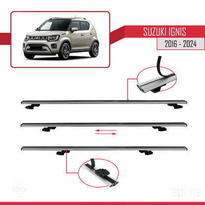 Compatible avec Suzuki Ignis 2016-2024 BASIC Model Barres de Toit Railing Porte-Bagages de Voiture Gris Aluminium 2 Barres
