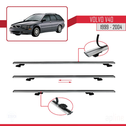 Compatible avec Volvo V40 1999-2004 BASIC Model Barres de Toit Railing Porte-Bagages de Voiture Gris Aluminium 3 Barres