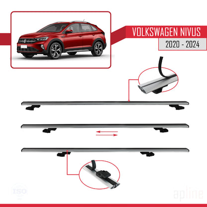 Compatible avec VW Nivus 2020-2024 BASIC Model Barres de Toit Railing Porte-Bagages de Voiture Gris Aluminium 2 Barres