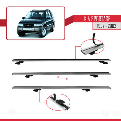 Compatible avec Kia Sportage 1997-2002 BASIC Model Barres de Toit Railing Porte-Bagages de Voiture Gris Aluminium 2 Barres