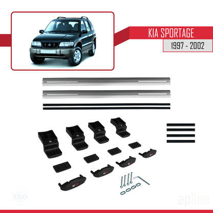 Compatible avec Kia Sportage 1997-2002 BASIC Model Barres de Toit Railing Porte-Bagages de Voiture Gris Aluminium 2 Barres