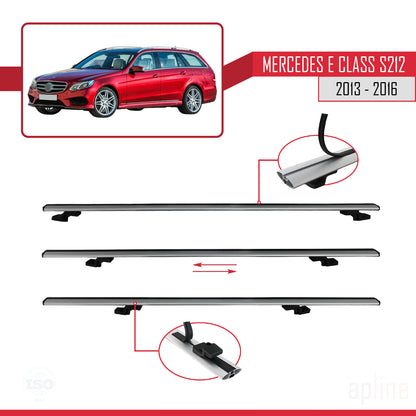 Compatible with Mercedes E Class S212 2013-2016 BASIC Model Car Roof Rack Cross Bar Grey Aluminium 3 Bars