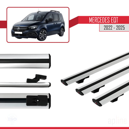 Compatible avec Mercedes EQT / Citan W420 2022-2025 BASIC Model Barres de Toit Railing Porte-Bagages de Voiture Gris Aluminium 3 Barres