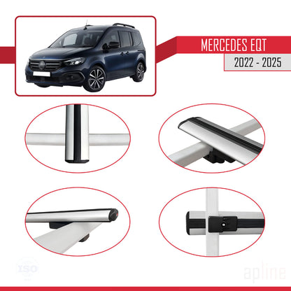 Compatible with Mercedes EQT / Citan W420 2022-2025 BASIC Model Car Roof Rack Cross Bar Grey Aluminium 2 Bars