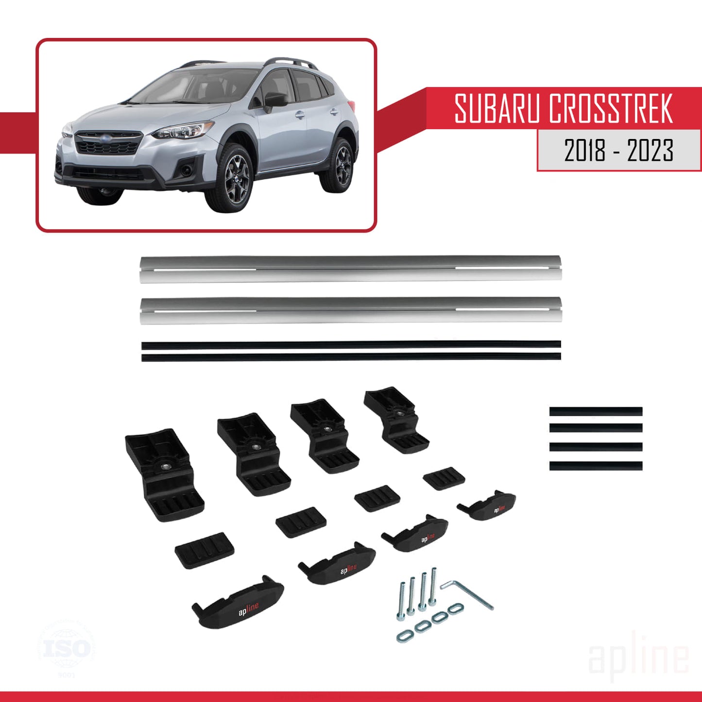 Compatible avec Subaru Crosstrek 2018-2023 BASIC Model Barres de Toit Railing Porte-Bagages de Voiture Gris Aluminium 2 Barres