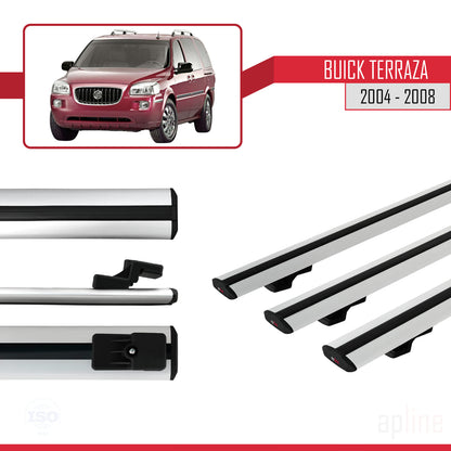 Compatible avec Buick Terraza CXL 2004-2008 BASIC Model Barres de Toit Railing Porte-Bagages de Voiture Gris Aluminium 3 Barres