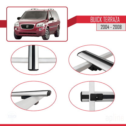 Compatible avec Buick Terraza CXL 2004-2008 BASIC Model Barres de Toit Railing Porte-Bagages de Voiture Gris Aluminium 3 Barres