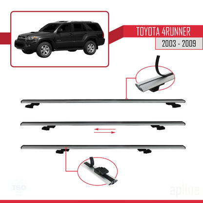 Compatible avec Toyota 4Runner 2003-2009 BASIC Model Barres de Toit Railing Porte-Bagages de Voiture Gris Aluminium 2 Barres