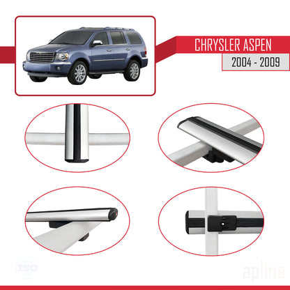 Compatible con Chrysler Aspen 2004-2009 BASIC Model Barras de Techo Auto Portaequipajes Barras Transversales Gris Aluminio 3 Barras