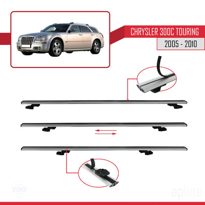 Compatible with Chrysler 300C Touring 2005-2010 BASIC Model Car Roof Rack Cross Bar Grey Aluminium 2 Bars