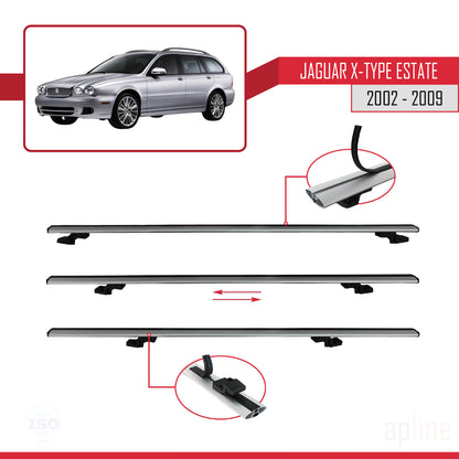 Compatible avec Jaguar X-Type Estate 2002-2009 BASIC Model Barres de Toit Railing Porte-Bagages de Voiture Gris Aluminium 3 Barres