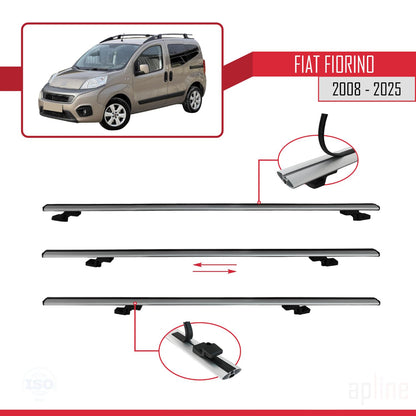 Compatibile con Fiat Fiorino (Modello Tubolare) 2008-2025 Modello BASIC Barre Portatutto Portapacchi Auto Alluminio Grigio 4 Barre