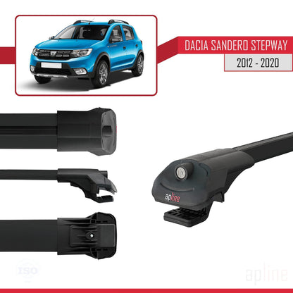 Compatible avec Dacia Sandero Stepway 2 2012-2020 ACE-1 Barres de Toit Railing Porte-Bagages de Voiture Noir Aluminium 3 Barres
