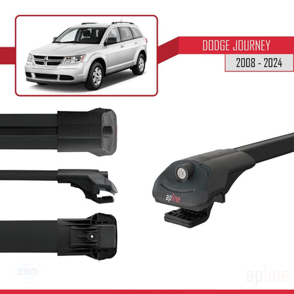 Compatible avec Dodge Journey 2008-2024 ACE-1 Barres de Toit Railing Porte-Bagages de Voiture Noir Aluminium 2 Barres