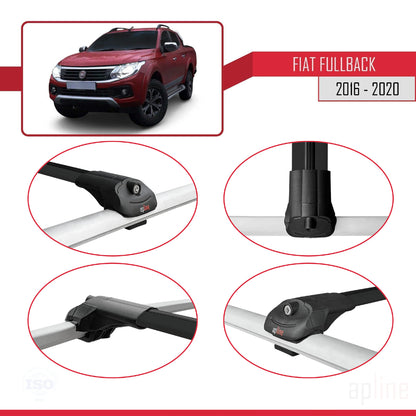 Compatibile con Fiat Fullback 2016-2020 ACE-1 Barre portatutto per auto Portapacchi in alluminio nero 3 barre