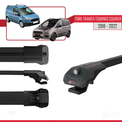 Compatible con Ford Transit/Tourneo Courier Post-Facelift 2018-2022 ACE-1 Barras de Techo Auto Portaequipajes Barras Transversales Negro Aluminio 4 Barras