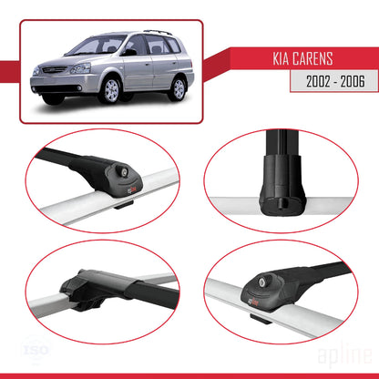 Compatible with Kia Carens Post-Facelift 2002-2006 ACE-1 Car Roof Rack Cross Bar Black Aluminium 2 Bars