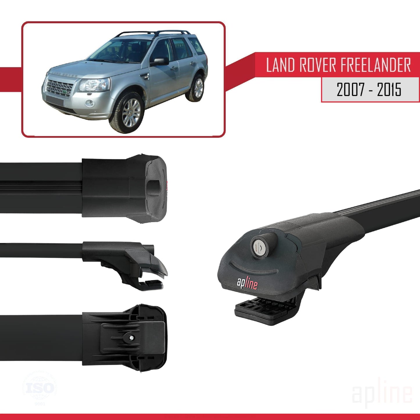 Compatible avec Land Rover Freelander 2 (L359) 2007-2015 ACE-1 Barres de Toit Railing Porte-Bagages de Voiture Noir Aluminium 2 Barres