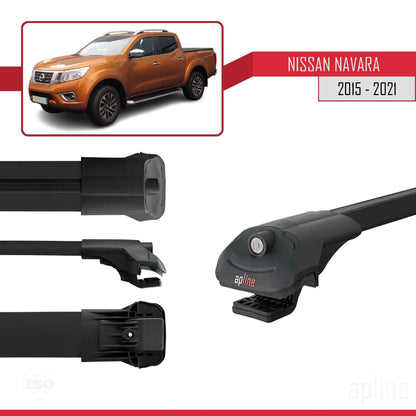 Compatible con Nissan Navara 4 (D23) 2015-2021 ACE-1 Barras de Techo Auto Portaequipajes Barras Transversales Negro Aluminio 3 Barras