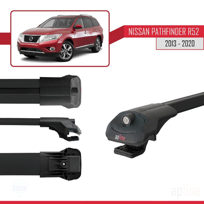 Compatible avec Nissan Pathfinder 4 (R52) 2013-2020 ACE-1 Barres de Toit Railing Porte-Bagages de Voiture Noir Aluminium 2 Barres