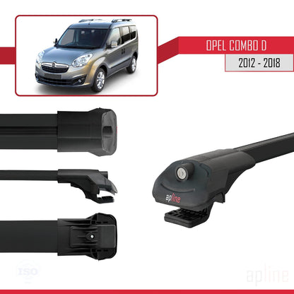 Compatible avec Opel Combo D 2012-2018 ACE-1 Barres de Toit Railing Porte-Bagages de Voiture Noir Aluminium 3 Barres
