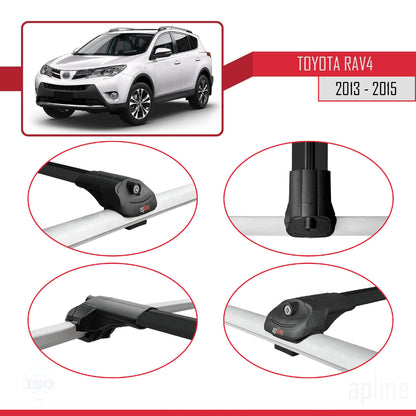 Compatible avec Toyota RAV4 IV (XA40) Pre-Facelift 2013-2015 ACE-1 Barres de Toit Railing Porte-Bagages de Voiture Noir Aluminium 3 Barres