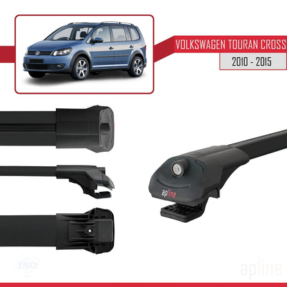 Compatible avec Volkswagen Touran (1T) Post-Facelift 2010-2015 ACE-1 Barres de Toit Railing Porte-Bagages de Voiture Noir Aluminium 2 Barres