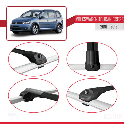 Compatible avec Volkswagen Touran (1T) Post-Facelift 2010-2015 ACE-1 Barres de Toit Railing Porte-Bagages de Voiture Noir Aluminium 2 Barres