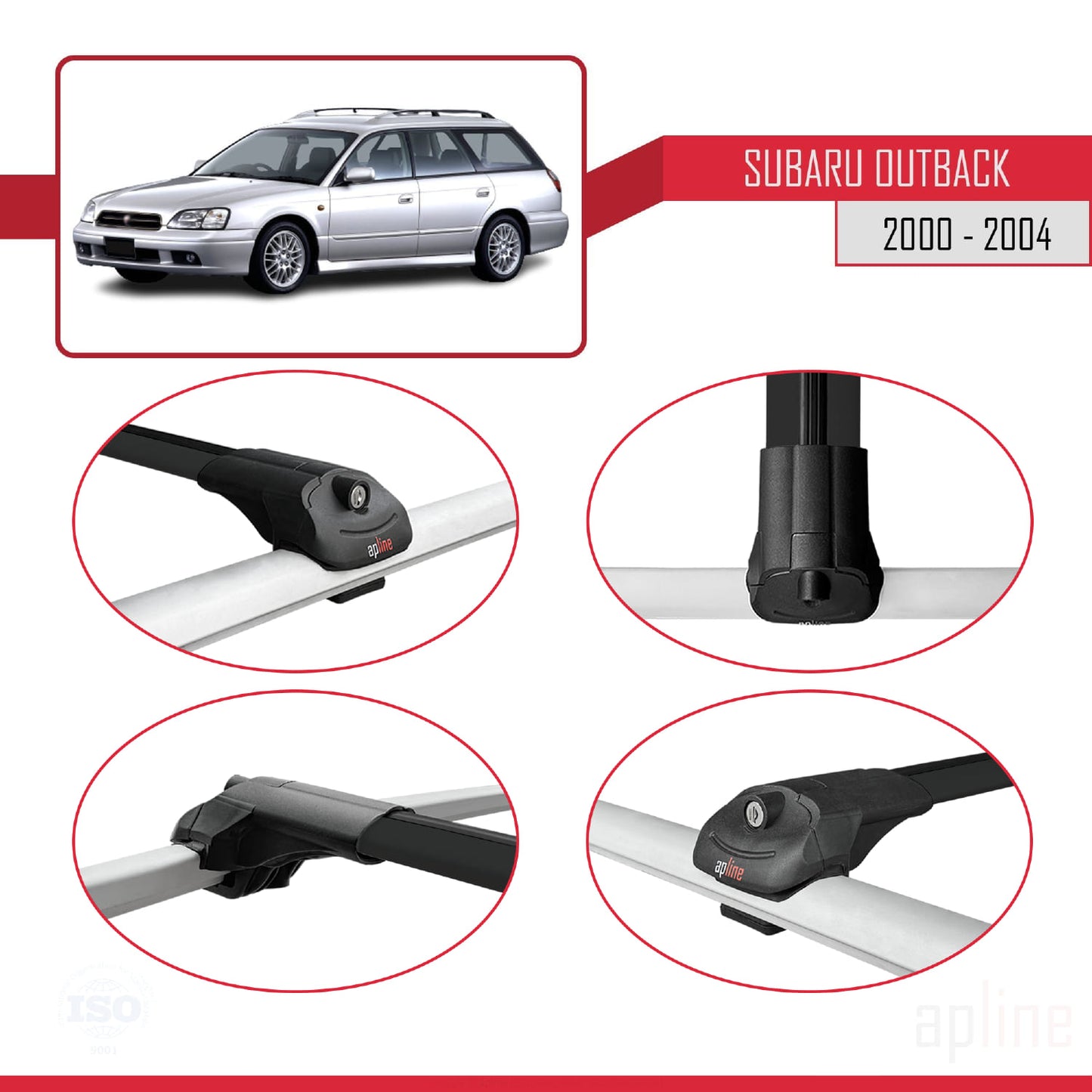 Compatible con Subaru Outback 2000-2004 Barras de techo ACE-1 Portaequipajes Barras Transversales NEGRO